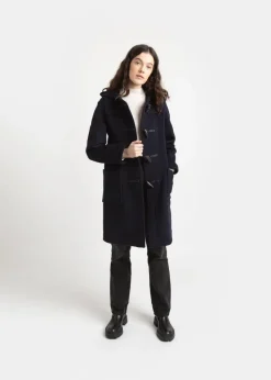 Duffle Coats*Gloverall Long Slim Fit Duffle Coat Navy Black Watch