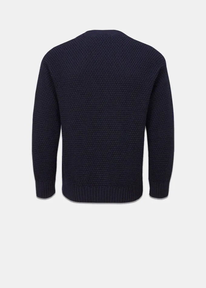 Knitwear & Tops*Gloverall Moss Stitch Cardigan Navy
