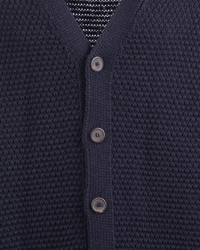 Knitwear & Tops*Gloverall Moss Stitch Cardigan Navy