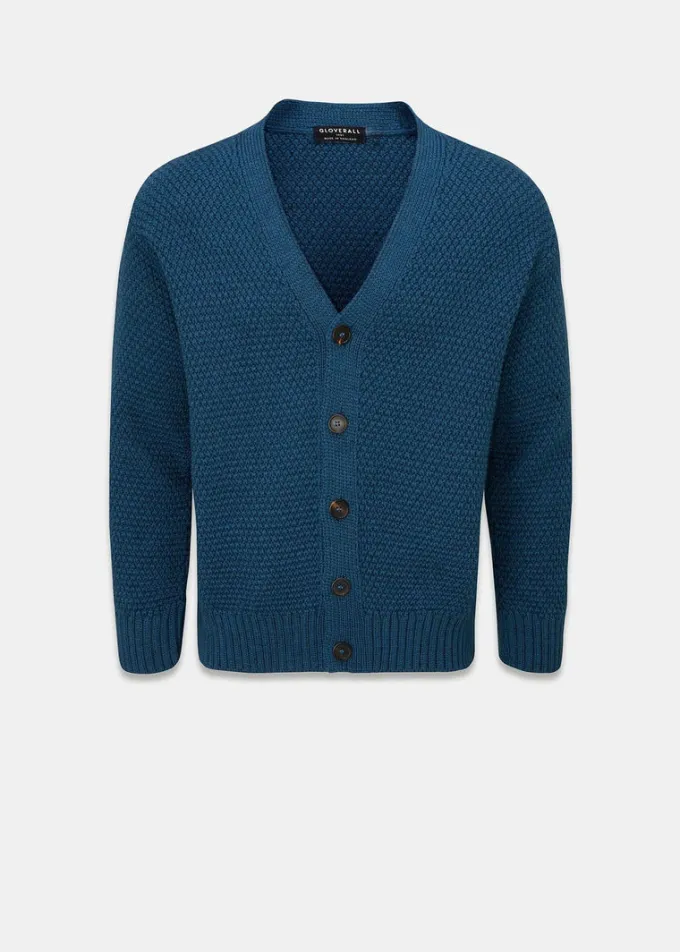Knitwear & Tops*Gloverall Moss Stitch Cardigan Petrol