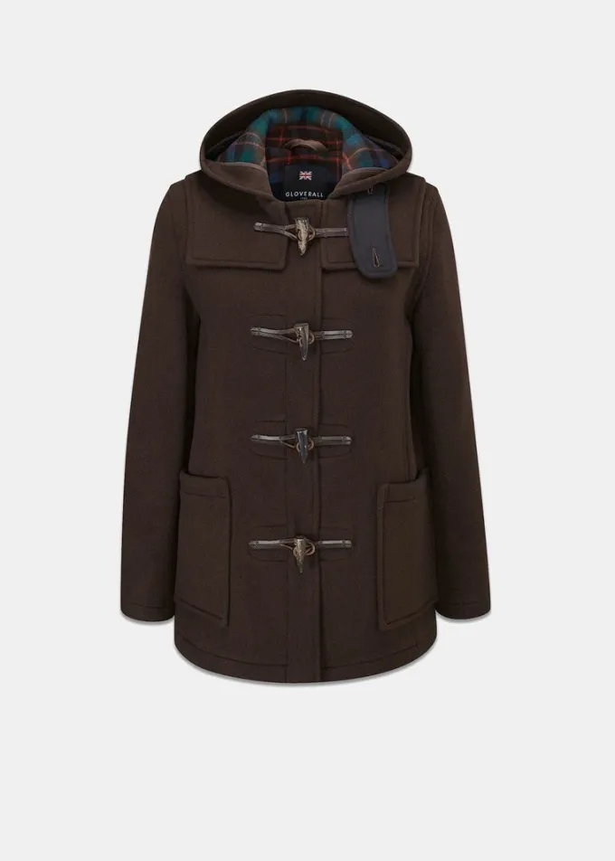 Duffle Coats*Gloverall Short Slim Fit Duffle Coat Brown Tartan
