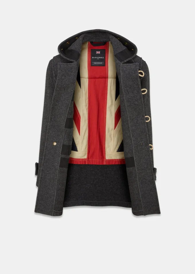 Duffle Coats*Gloverall Union Jack Mid Monty Duffle Coat Charcoal